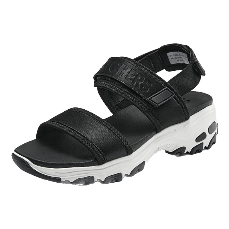 Skechers Casual Retro Women's Shoes, Thick-Soled Open-Toe Sandals, Versatile Outdoor Beach Shoes 119853 Black 37