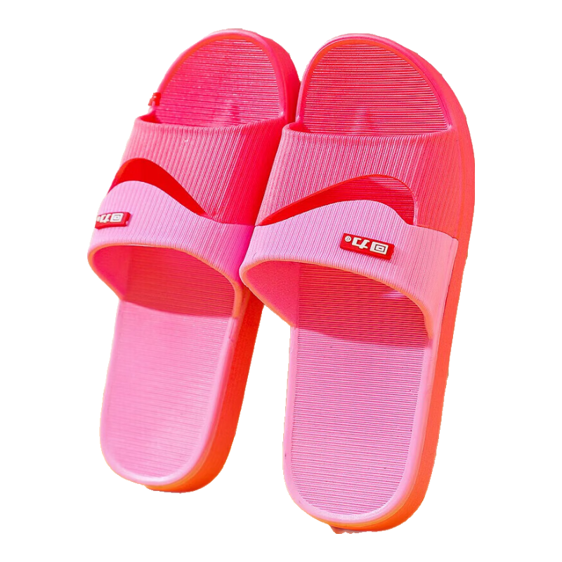 Warrior Couple's Indoor and Outdoor Slippers Durable Soft Sole Bathroom Sandals Women HL3630 Peach Red Size 37