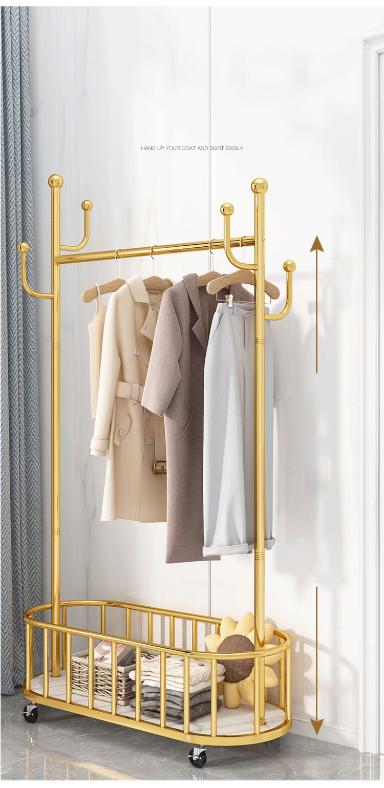 Yupin Floor-Standing Clothes Rack, Bedroom Coat And Hat Stand, Living Room Single-Pole Movable Drying And Storage Rack, MJ188 Milk White, 80cm High, 175cm Wide 6