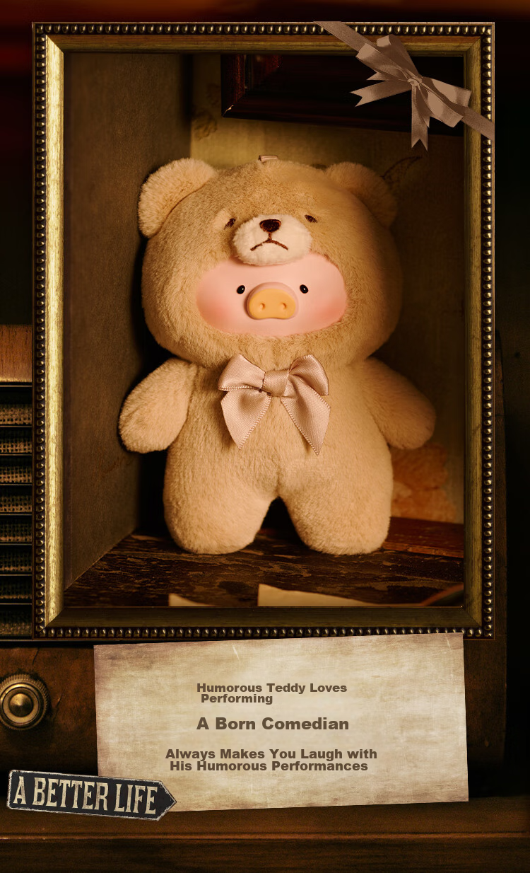 52TOYS LuLu Pig Retro Teddy Toy Store, Plush Stuffed Animal Keychain, Whole Box of 6 Pieces, National Day Gift 14