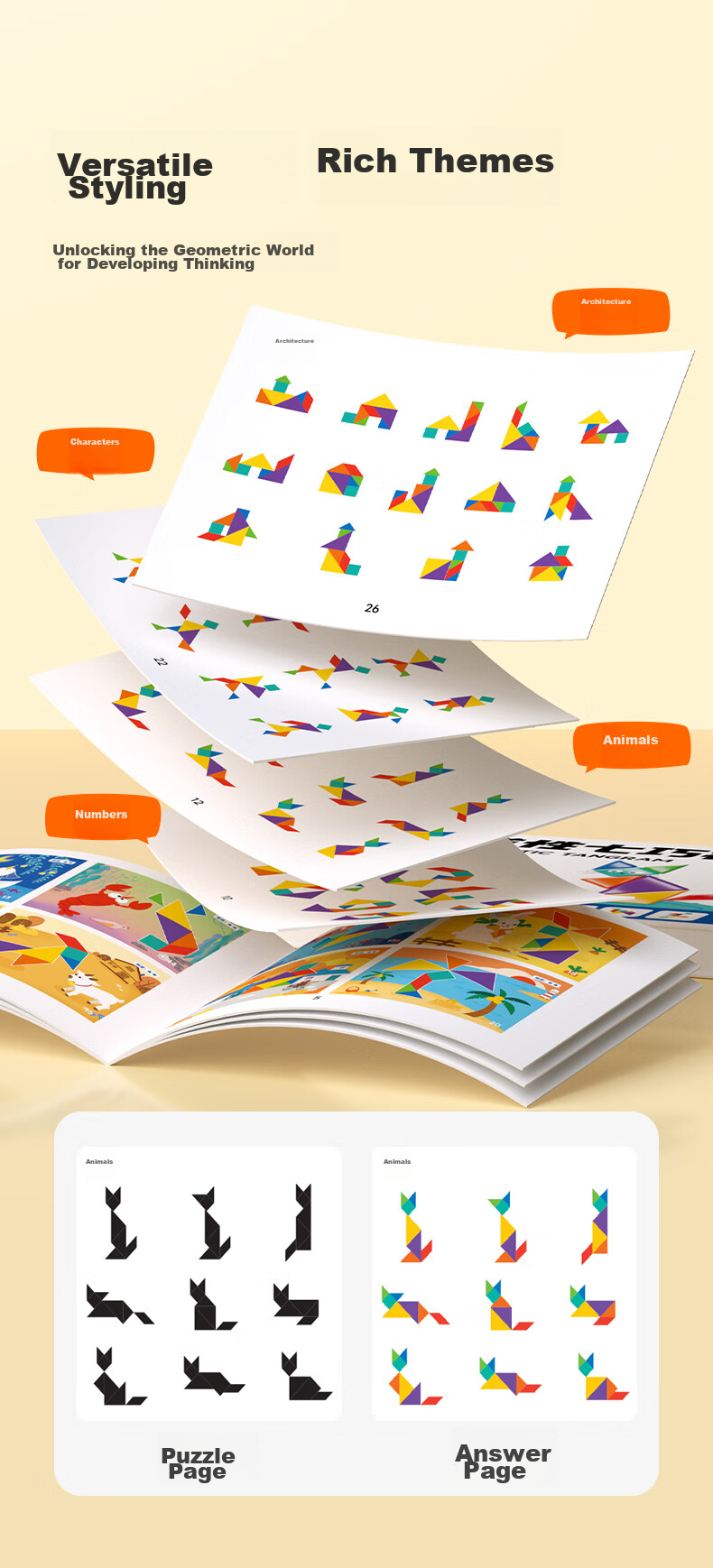SHIGUANGXUE Early Education Magnetic Tangram, Children's Toy Puzzle, First Grade Math Educational Tool, Birthday Gift for Boys And Girls 6