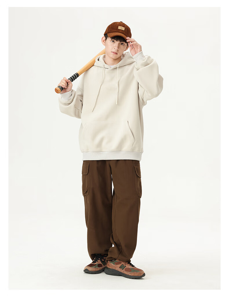NASA GISS Hooded Sweatshirt for Men, Loose-Fitting Versatile Solid Color Sports Top, Youth Long-Sleeve Jacket, Apricot Color, 2XL 26