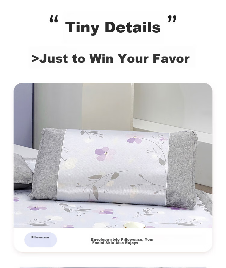 Laoxijiang Cooling Ice Silk Mat Set, Single Person Two Pieces, 90*200 Cm, Summer Floral Pattern [Machine Washable] 12