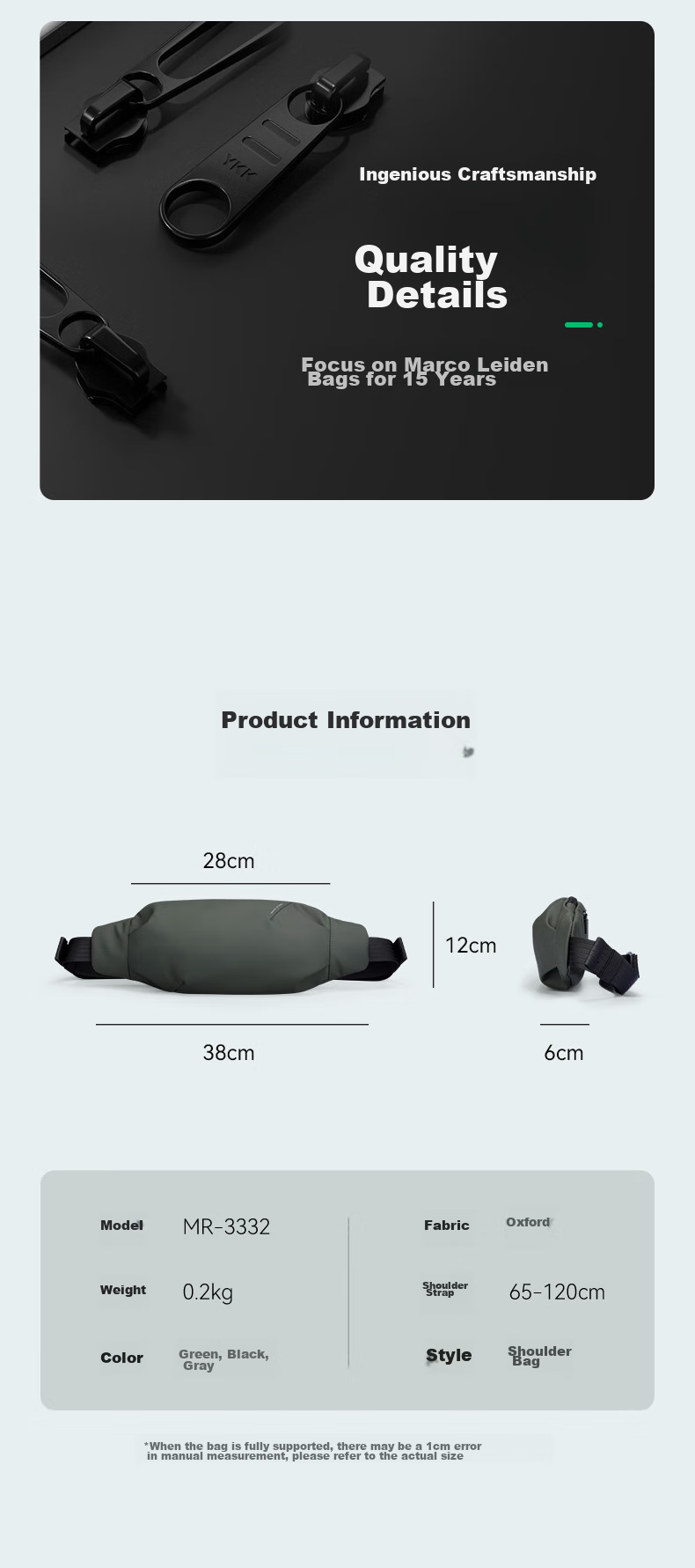 MARK RYDEN Outdoor Lightweight Shoulder Crossbody Bag, Simple Chest Pack, Fashionable Waist Pack, Cycling Small Backpack MR3332 Elegant Black 11