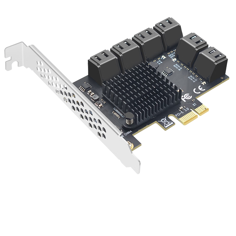 EB-LINK PCI-E to SATA 3.0 Expansion Card with 12 Ports for Desktop Computer, Internal SSD Solid State Drive Adapter Card, Can Be Used As System Disk without Driver
