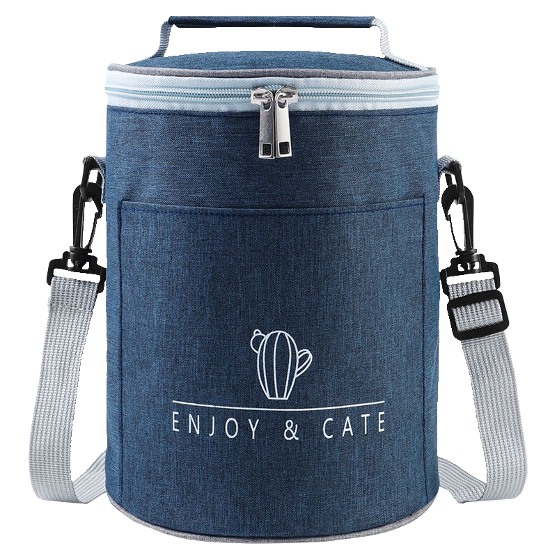 ASY Cylinder Insulated Bag, Thickened Aluminum Foil Lunch Box Thermal Container, Round Handheld Strap Bag Picnic Bag, Fruit Preservation Box Bento Bag, Mommy Bag New Mom Breastfeeding Bag Outdoor Picnic Bag Milk Storage Bag, Large Size