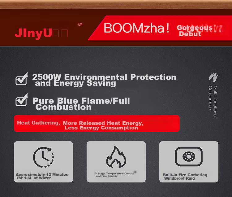 Jinyu Portable Camping Gas Stove with Windproof And Explosion-Proof Design, Magnetic Burner, Outdoor Cooking Equipment, Stir-Fry Gas Stove, 2.5KW 5