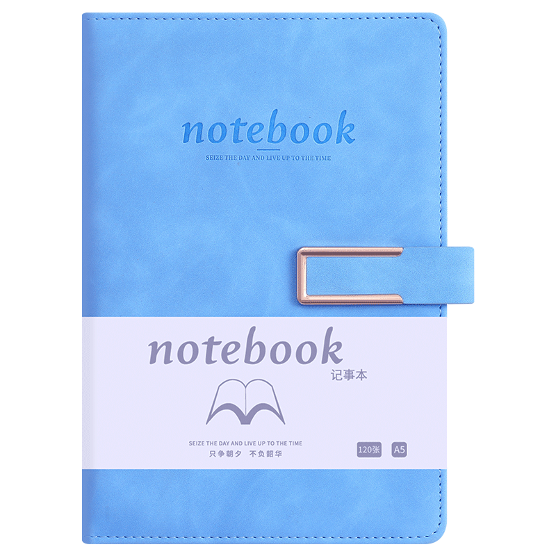 Jiaranheng Business Skin-Feel Sheepskin Notebook, A5 Size, Thickened with Buckle, Soft Leather Cover, Journal, Stationery, High-Quality Work Diary, Meeting Record Book, Sky Blue Color