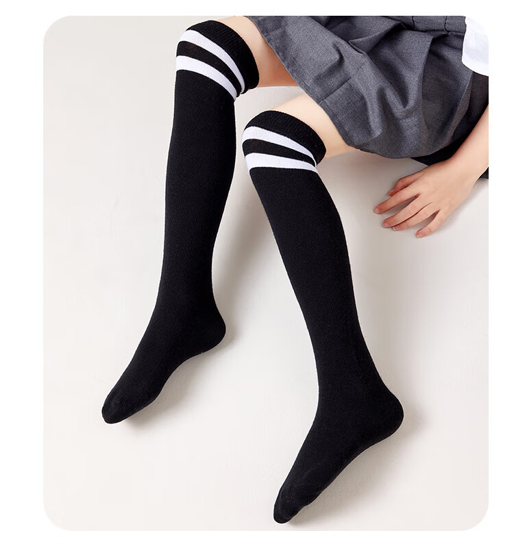 LangSha Children's Socks, Girls' Summer Thin Breathable Over-Knee Socks, Student Sports Soccer Long Socks, 3 Pairs Per Pack 9