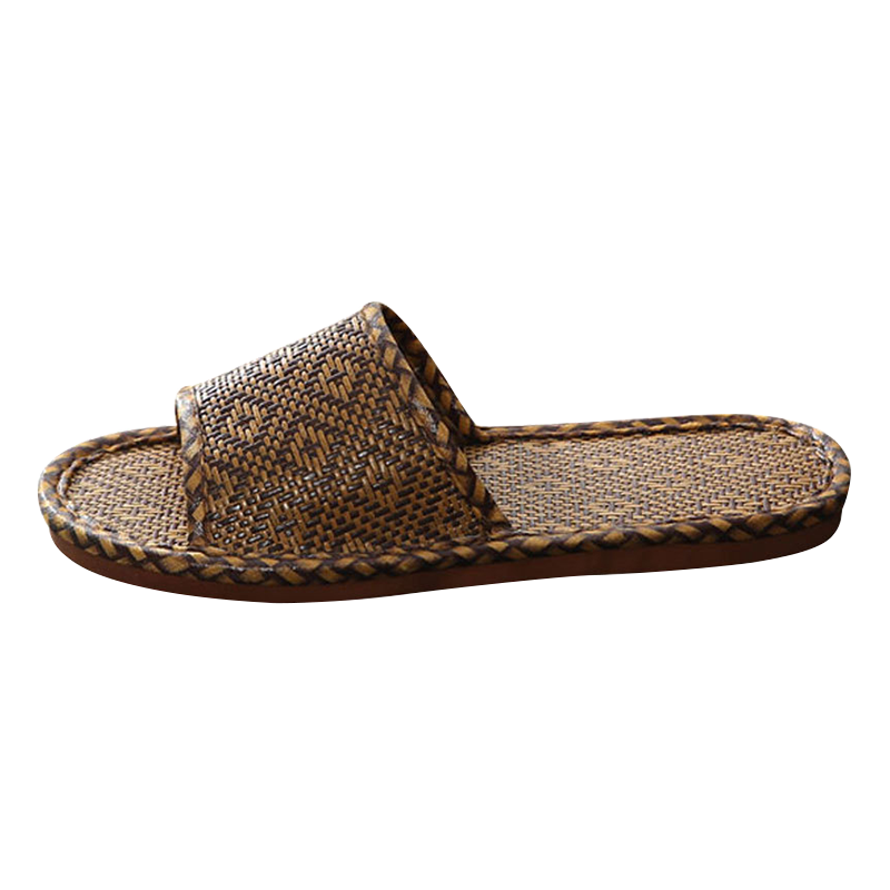 GUOLUOFEI Woven Unisex Summer Slippers Bamboo Floor Soft Sole Non-Slip Men's New Bamboo Sole Size 38-39
