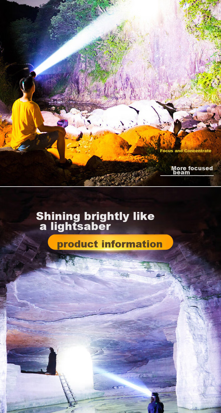 Dipuer Headlamp, Ultra-Bright High-Intensity Mining Lamp, Head-Mounted Outdoor Lighting, Night Fishing, Beach Combing, Hiking, Long Battery Life, Waterproof 5