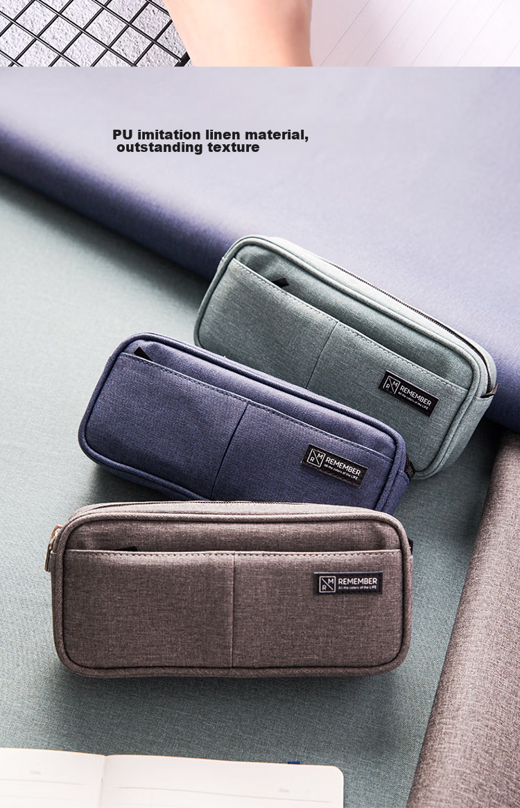 Deli Multi-Layer Large Capacity Pencil Case, Linen-Like Multifunctional Pencil Storage Bag/business Pouch, Student Stationery Box, Premium Gray Back-To Stationery Gift 6