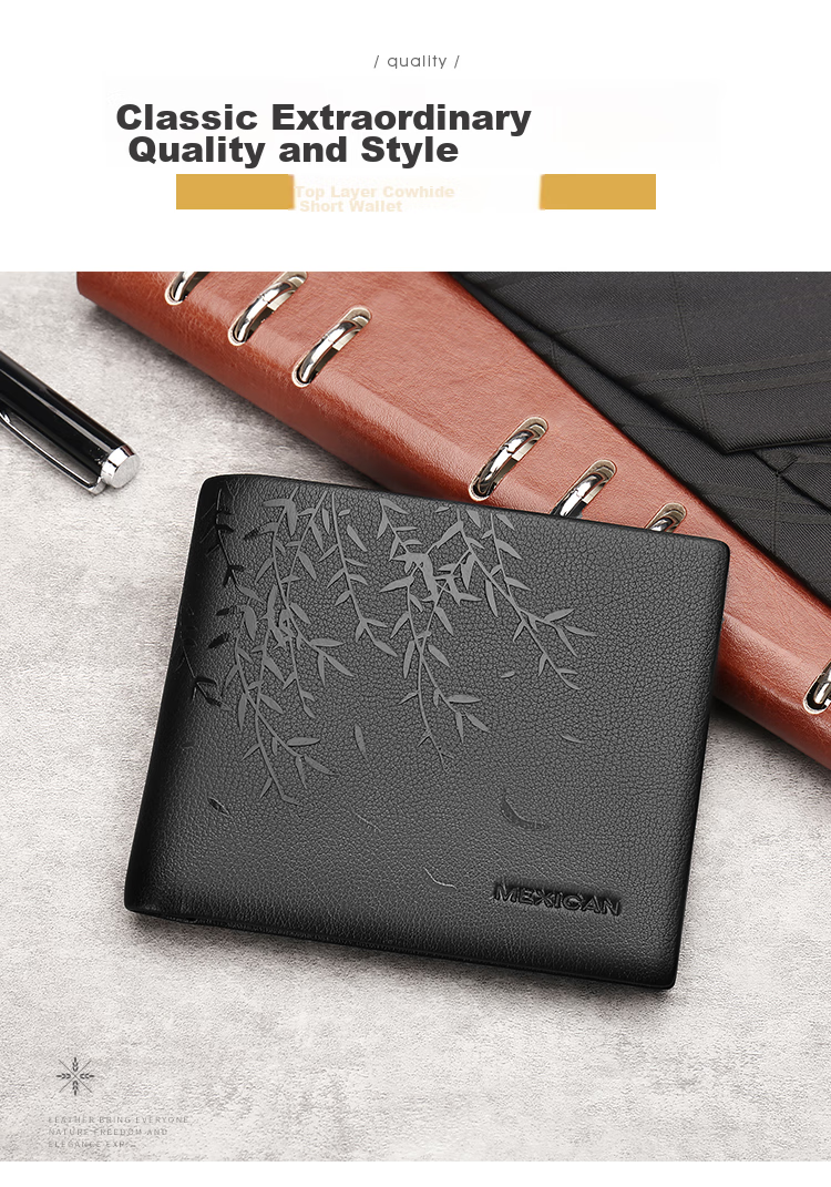 MEXICAN Men's Wallet, Short Style, Top-Grain Leather, Bifold, Silver Coin Purse, Multi-Card Slots, Birthday Gift for Me 3