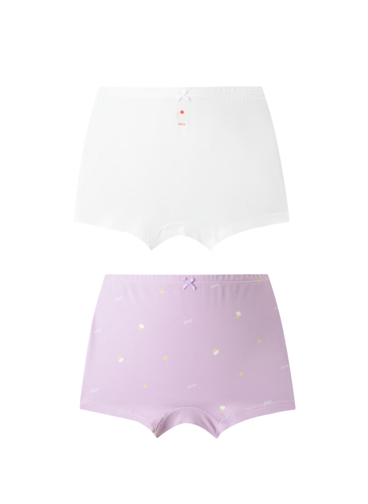 Annil Girls' Boxer Briefs Two-Pack, 2024 Autumn Style, Elastic Printed Full Cotton Antibacterial Underwear 5