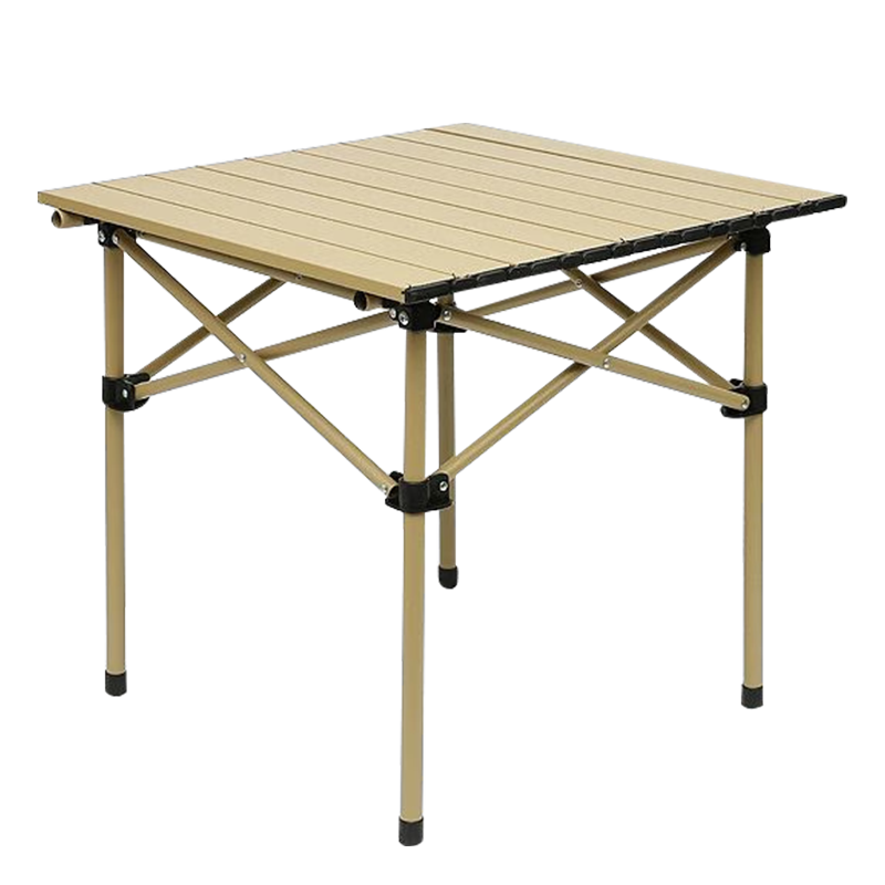 Jiuqiangu Outdoor Folding Table, Portable Picnic Table, Camping Egg Roll Table, Carbon Steel Camping Khaki Gold Square Table And Chairs 2785