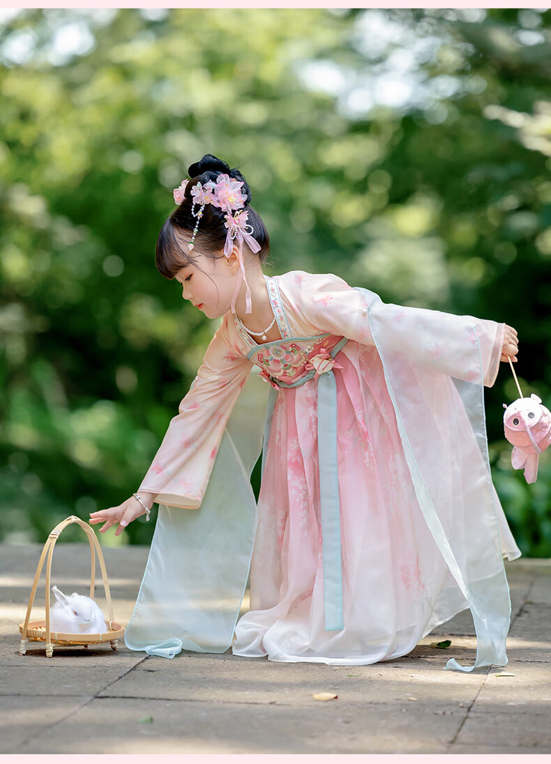 Menghu, Mo Green, Hanfu Girls' 2026 Autumn Chinese Style Children's New Ru Skirt Dress, Ancient Costume Princess Dress, Pink, Size 140 18