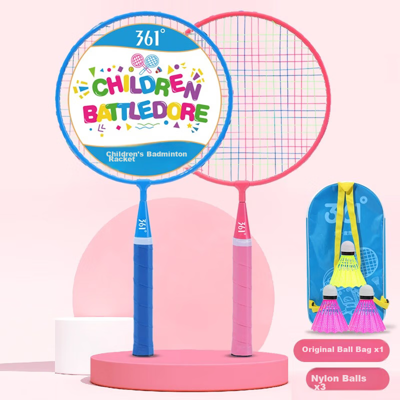 361° Badminton Racket for Children, Durable Set for Ages 3-12, Toy Gift Package, Pink + Blue