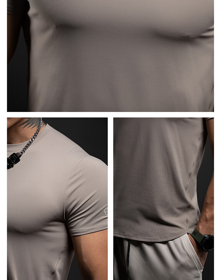 Monster Guardians Men's Sports Fitness Shirt Original Yarn Quick-Dry T-Shirt Lightweight Breathable Basic Running Training Short Sleeve Charcoal Black XL 22