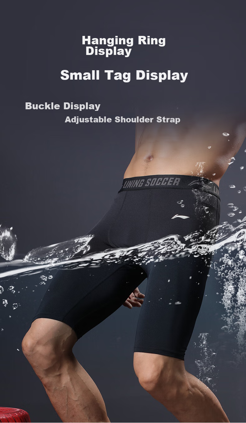 Li-Ning Men's Compression Shorts, Sports Running Quick-Dry Compression Pants, Fitness Underwear, High-Elastic Breathable Knee-Length Shorts, Basketball Training Shorts 6