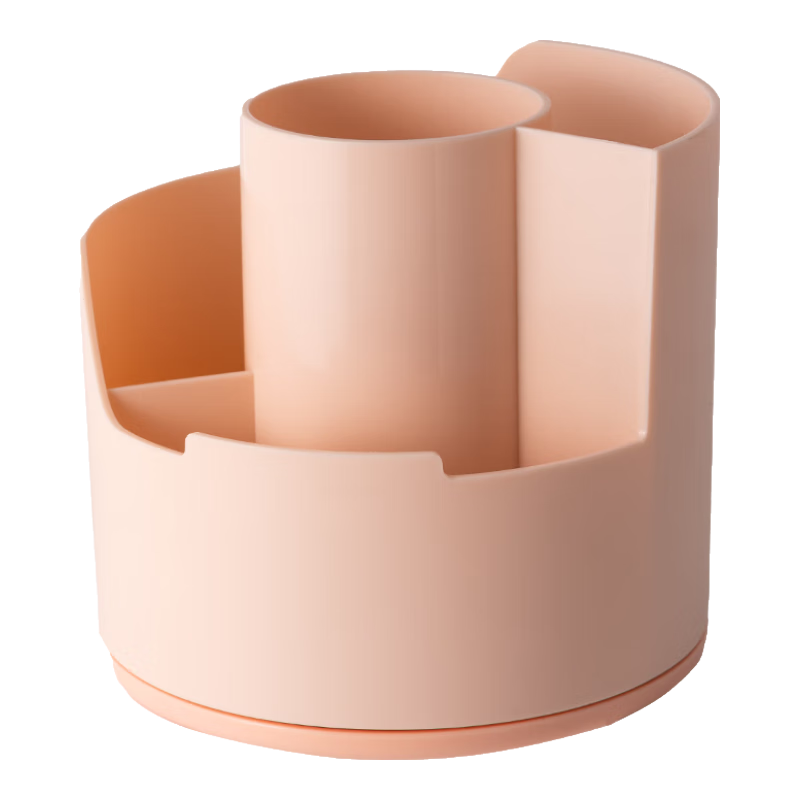 Deli Multifunctional Rotating Pen Holder Large Capacity Desktop Organizer Phone Stand Office Supplies Rotatable Pink PK414