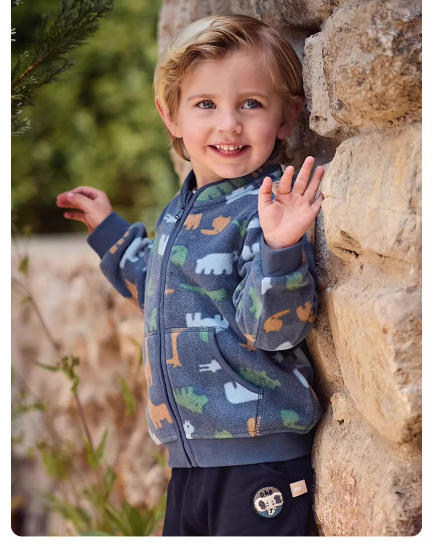 DAVE & BELLA Huggable Fleece Jacket Kids' Double-Sided Fleece Coat Boys' Baby Fleece Outerwear Spring Autumn 12