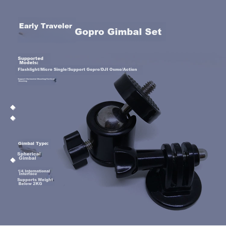 Earlymen EM-215 Mini Spherical Gimbal GoPro Adapter, Action Camera Mount Base, Portable Flash Stand Octopus Gimbal Bracket 1/4 1