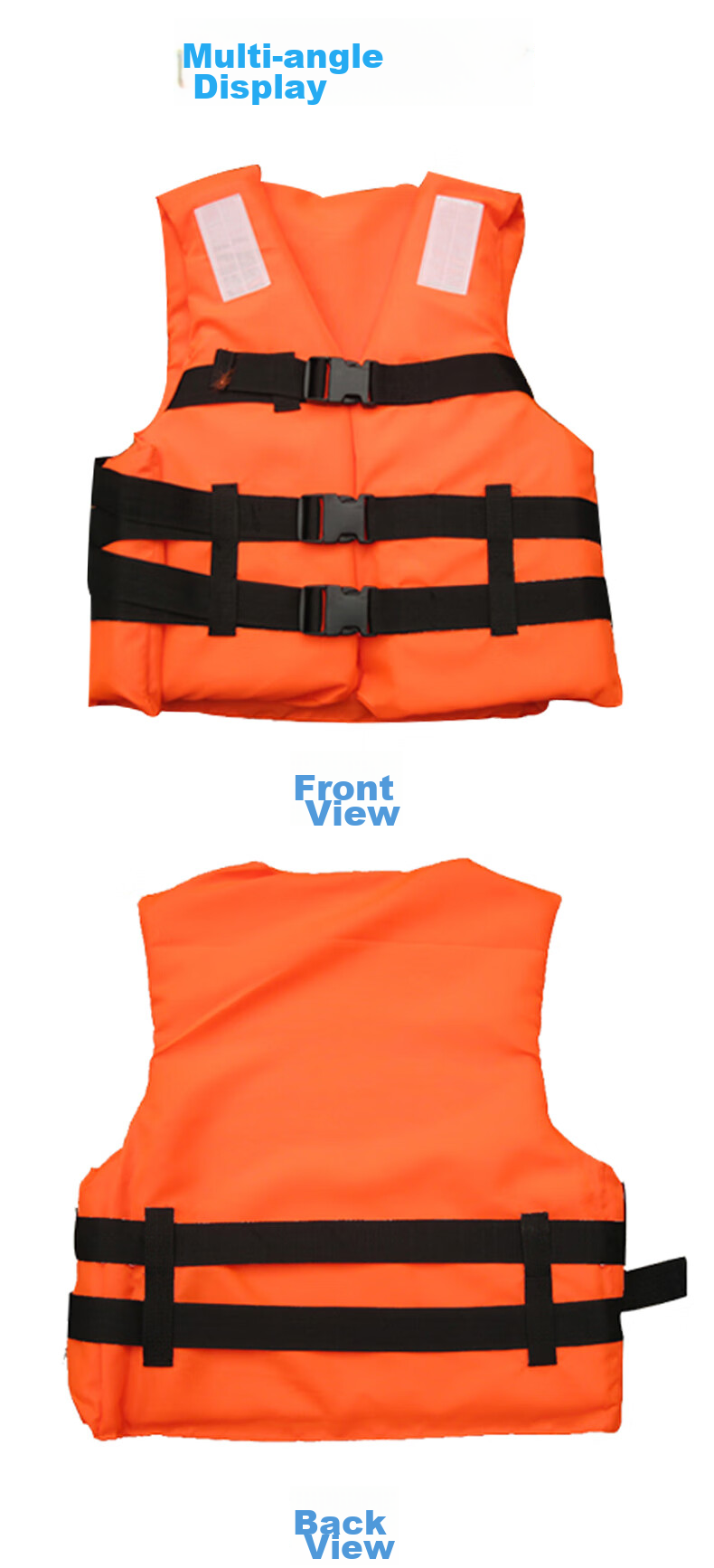 ASORAIN Black Strap Adult Life Jacket Swimwear with Whistle, Reflective Strips, Outdoor Flood Prevention Emergency Rescue Surfing Rafting 8