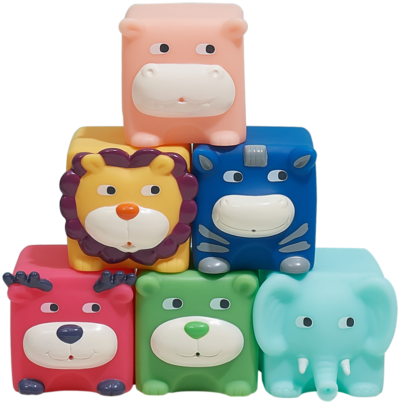 Babycare Baby Soft Building Blocks, for 0-1 Year Old Infants, Made of Eco-Friendly Materials, Gentle on Hands, Hand-Eye Coordination Training, Set of 6