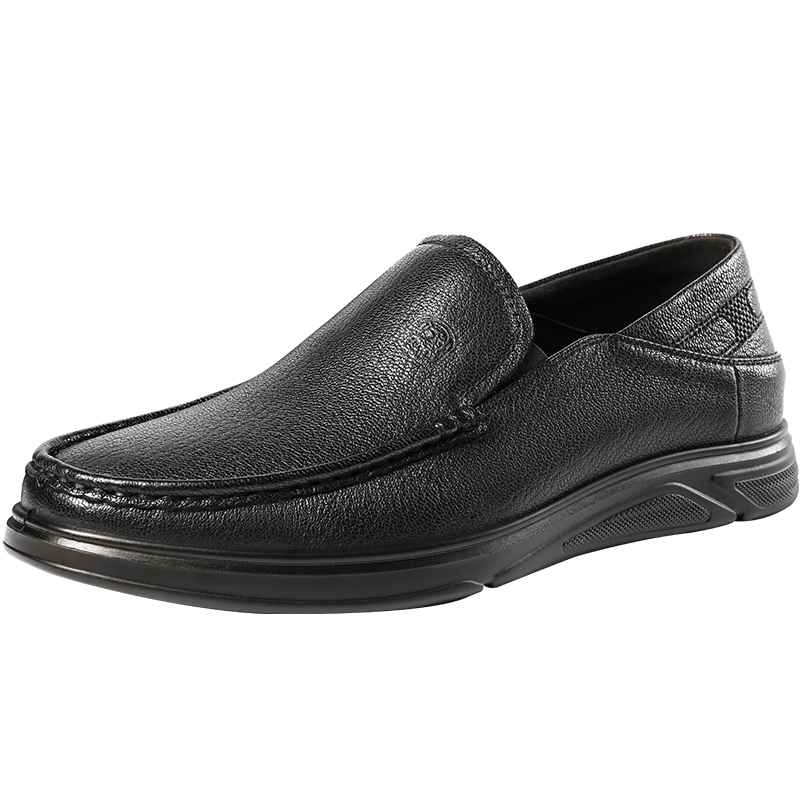 LAORENTOU Men's Shoes, All-Season Business Formal Shoes, Low-Top Shoes, Sheepskin Slip-On Shoes, Polyurethane Sole Lightweight Shoes, LA12046, Black, Size 42