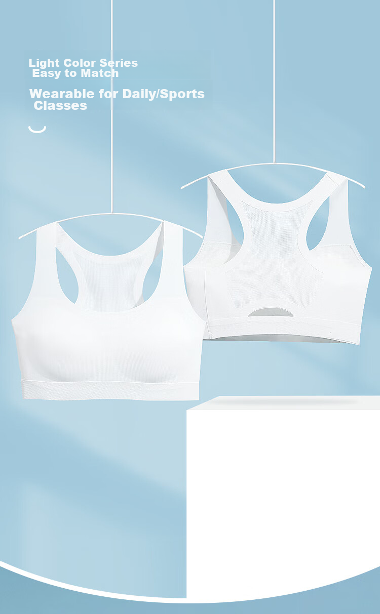 Hodohome Girls' Underwear, Puberty Stage Two Mesh Breathable Bra, Seamless Wireless Vest, 026 Blue B85 5