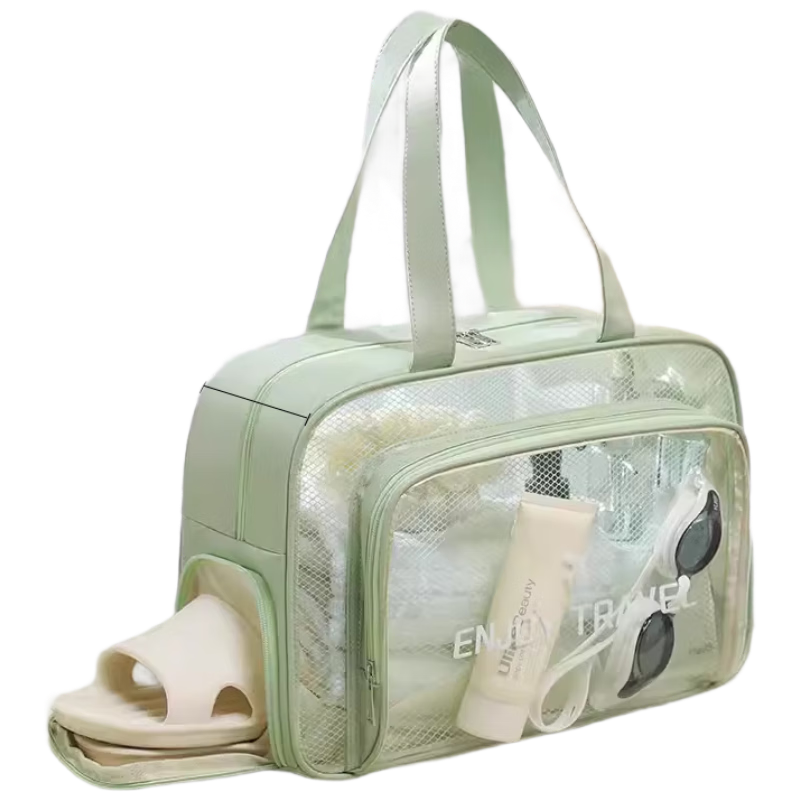 Fanyejia Dry And Wet Separation Toiletry Bag, Shower Bag for Women, Large Capacity Gym Swimming Bag with Shoe Compartment, Bath Tote, Handheld Bag, Waterproof Pouch
