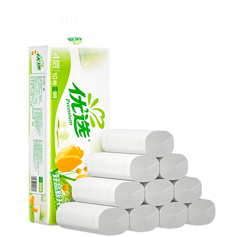 Mind Act Upon Mind Coreless Toilet Paper, 4-Ply, 75g*10 Rolls, Dissolves Easily in Toilet, Tissue Paper, Packaged