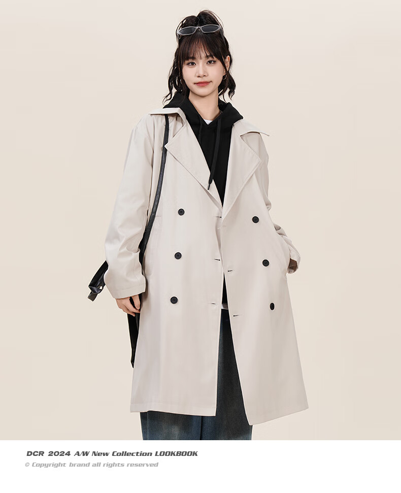 NASA GOOD Men's Mid-Length Trench Coat Autumn Winter Cold-Resistant Warm Loose Casual Double-Breasted Belted Jacket Black L 5