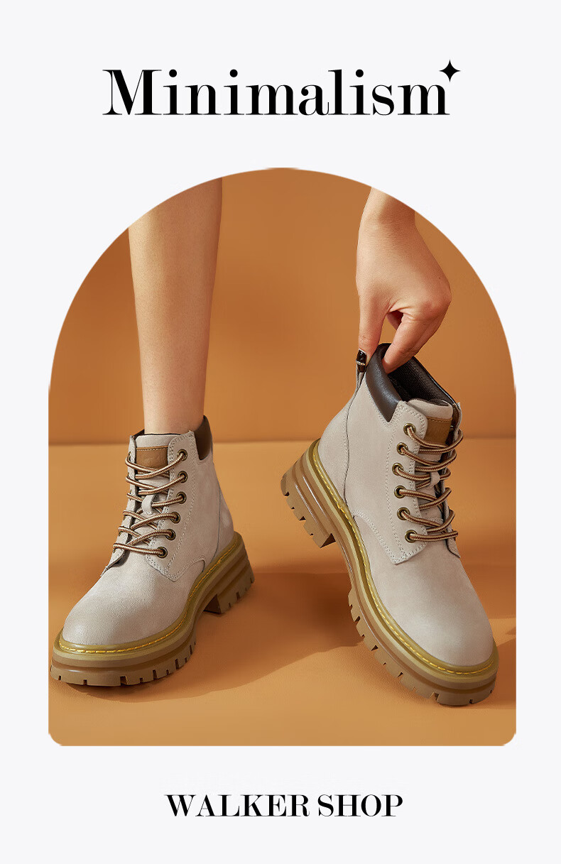 Walker Shop Aokasuo Martin Boots Women's Yellow Work Boots Outdoor Sports Hiking Shoes for Women M145263 Khaki 4