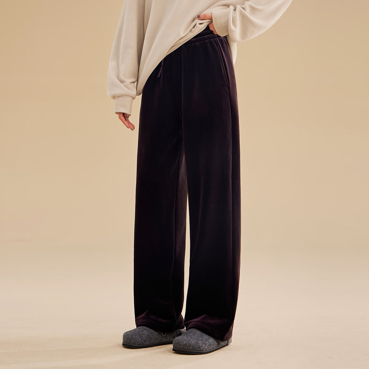Chenchen Mom Girls' Casual Long Pants Spring and Autumn Double Version Fleece-Lined Draped Wide-Leg Slimming Velvet Pants Parent-Child