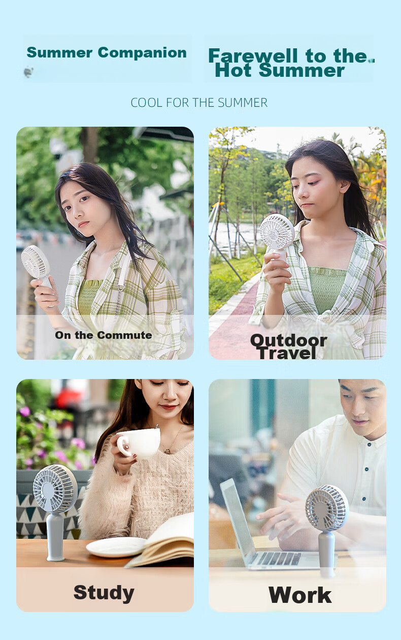 KALAIAO [Violent Wind/Ice Compress] Handheld Small Fan Neck Hanging Portable Foldable High-Speed Turbo Semiconductor Cooling Fan Outdoor Dorm Office Desktop FC16 12
