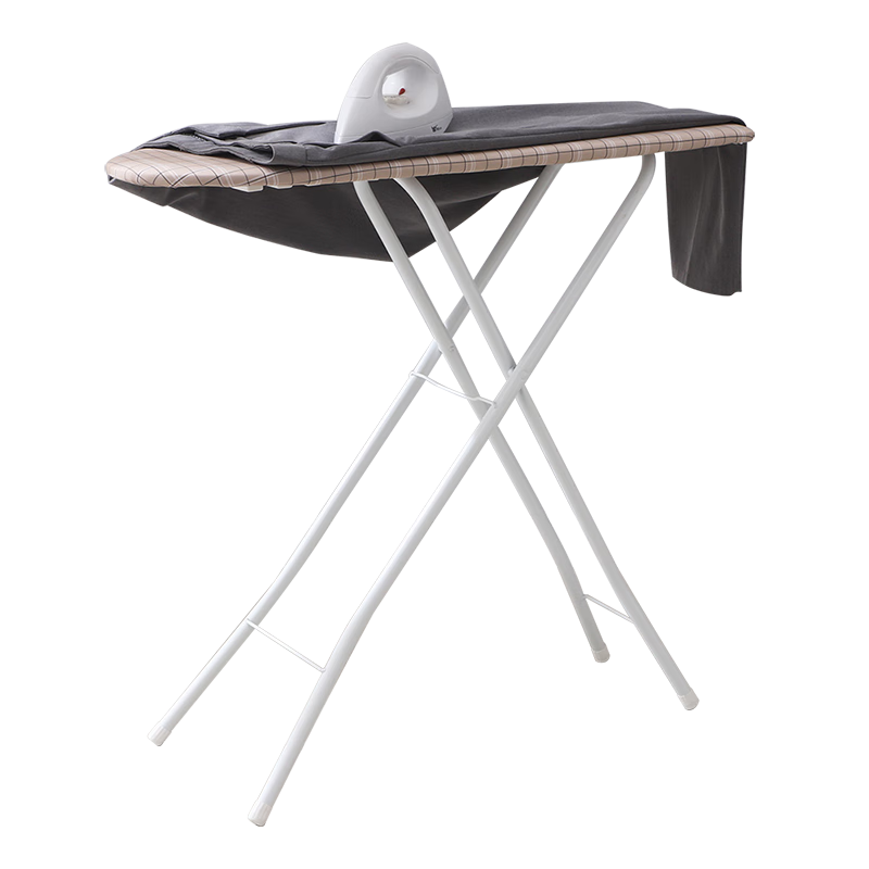 Ourunzhe Ironing Board, Home Use Ironing Board, Ironing Board with Adjustable Height, Brown Grid Fabric Ironing Board, 32 Inches