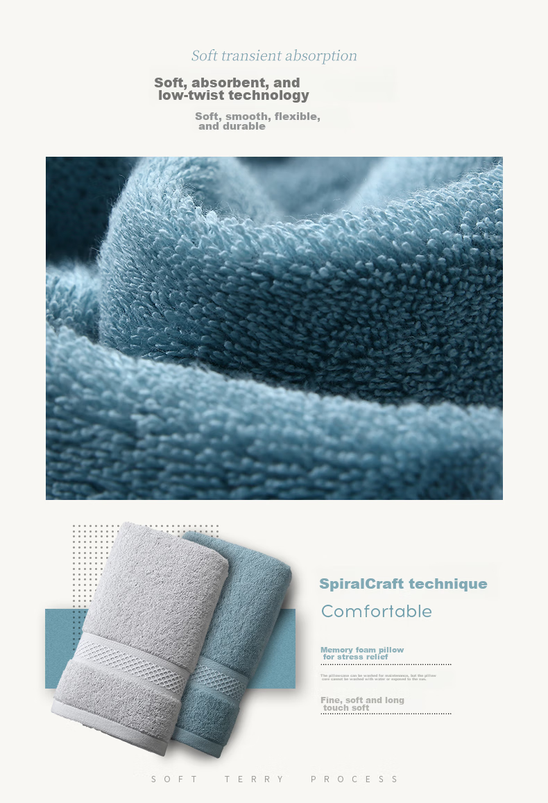 Canasin Pure Cotton Antibacterial Towel, Soft And Absorbent, Five-Star Hotel Face Washing Sports Towel, Single Pack, Silver Gray, 180g 7