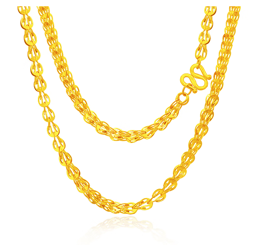 女999黄金凤尾黄金项链女士素链锁骨链送妈妈送老婆 黄金项链凤尾链