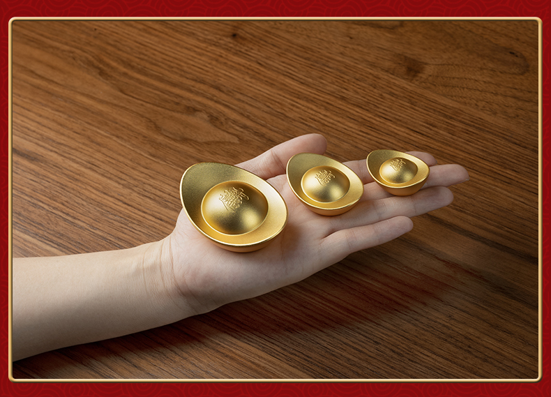 Tongshifu "Solid Copper Inlaid Gold-Plated Coins" Living Room Desktop Copper Ornaments, Home Decor, Medium Size 6-Piece Set 4