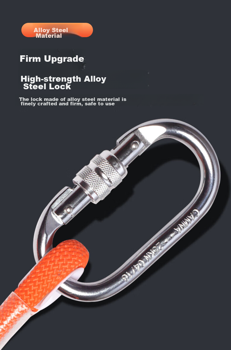 Kanle Safety Lanyard with Hook, High-Altitude Work Rope, Wear-Resistant Construction Site Safety Belt, Electrical Work Protection Strap 7