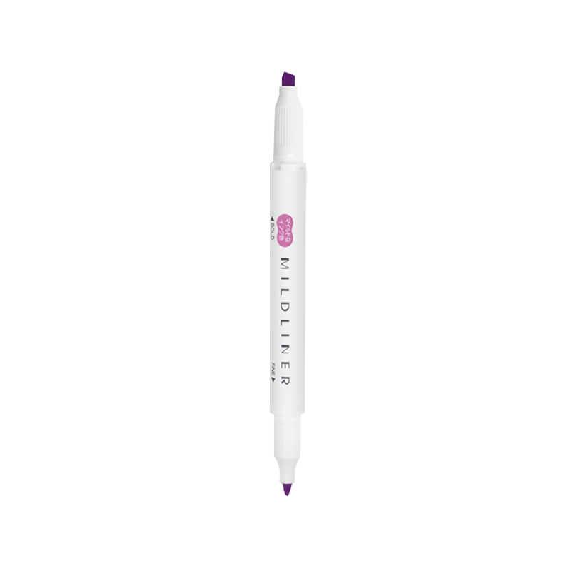 ZEBRA Dual-Tip Soft Highlighter, Mildliner Series Single Color Marking Pen, Student Marker, WKT7, Soft Magenta