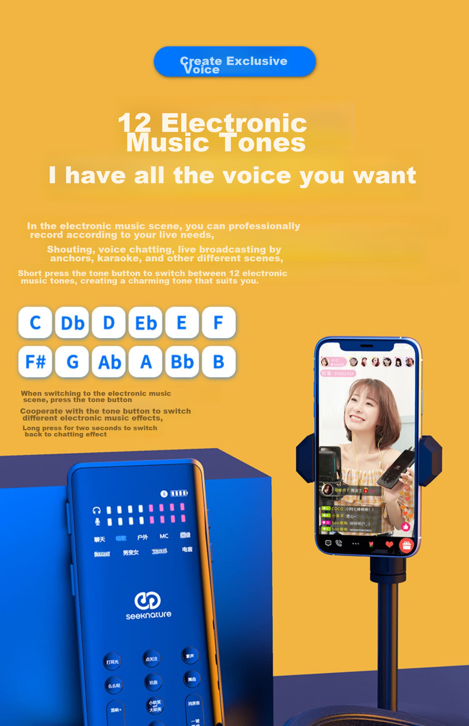 Seeknature ST60 Mixer Sound Card Kit for Mobile Phone Live Streaming, Computer, Douyin, Kuaishou, Universal for Streamers, Singing, Quanmin K Song, Recording, Live Streaming Equipment Complete Set with Condenser Microphone 25