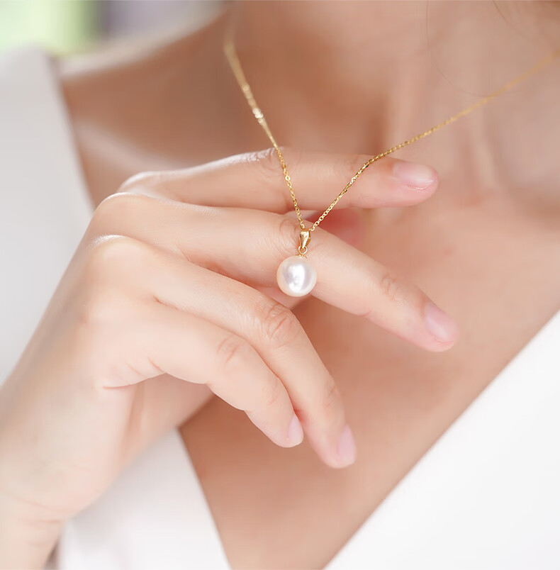 Daimi S925 Silver Round Beads 10-11mm Freshwater Pearl Necklace Pendant Birthday Gift for Wife Lover with Certificate 4
