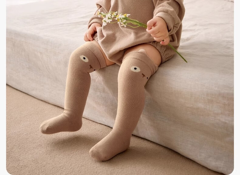 Niduoxiong Children's Socks, Baby Long Socks for Spring, Autumn And Winter, Newborn Over-Knee Socks, Breathable Cotton Socks, 3 Pairs Per Pack 3