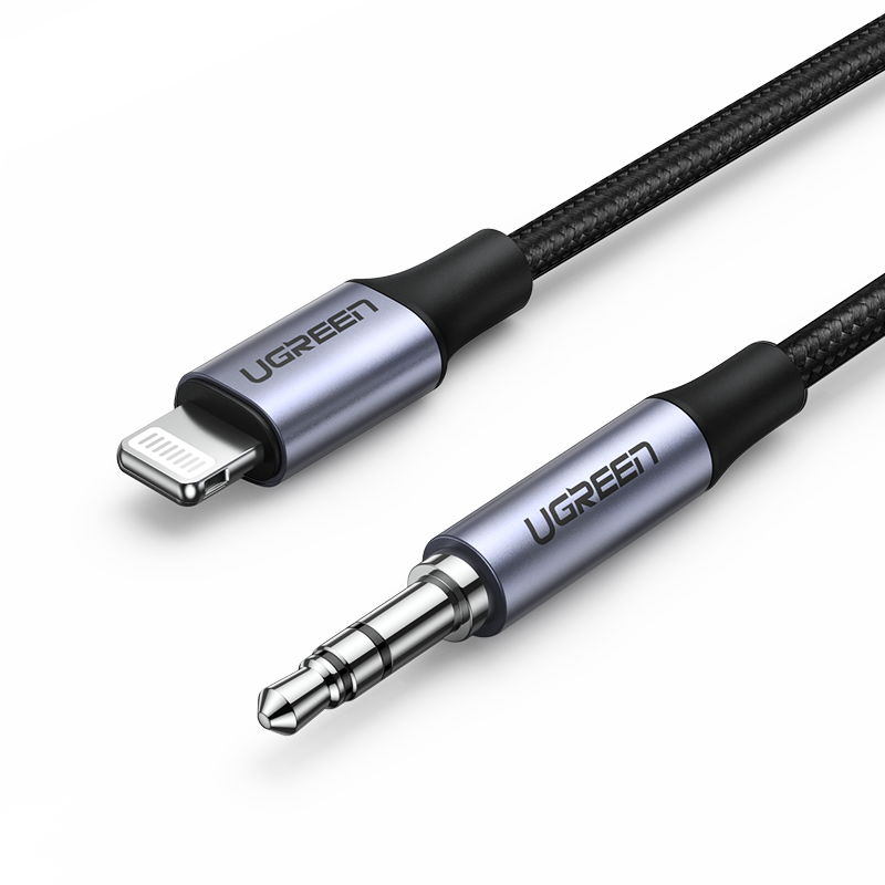 UGREEN MFi Certified Apple AUX Car Audio Adapter Cable, Lightning to 3.5mm Converter Data Cable, Compatible with IPhone 14/13/12/11 Pro/XR