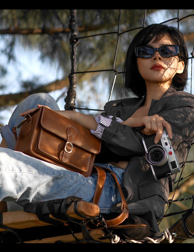 CWATCUN Shoulder Camera Bag, Photography Bag, Crossbody Handheld Vintage Women's Camera Bag, Mirrorless DSLR Handmade Sewn Commuter Bag 13