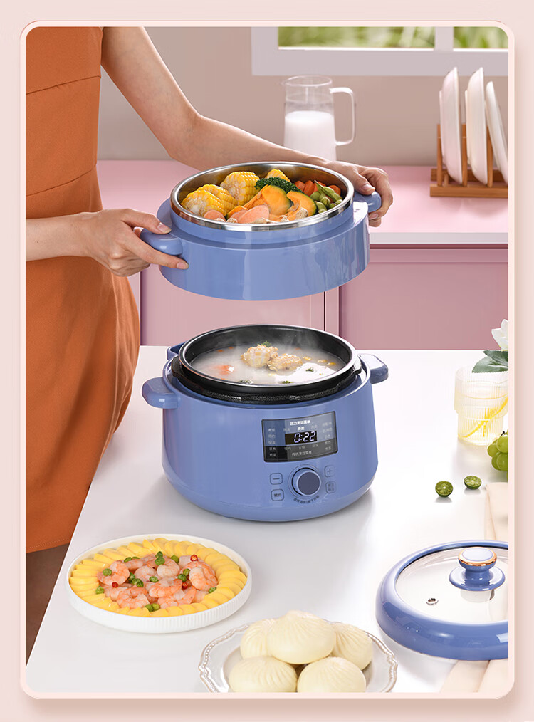 Liven Electric Pressure Cooker for Home Use, High-Pressure Rice Cooker with Lid, Hot Pot, Smart Reservation, 304 Stainless Steel, Non-Coated Double Inner Pot, 1-2 People Capacity, 1.8L Volume, YLG-D1850 3