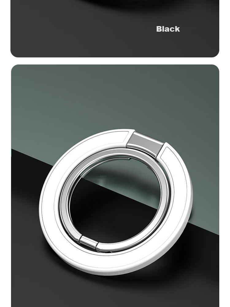 ESCASE Phone Ring Holder Stand Magnetic for Apple 14 Pro Huawei Mate 60 Pro Phones IPad Desktop Stand MagSafe Metal Alloy Rotatable White DMF02 17