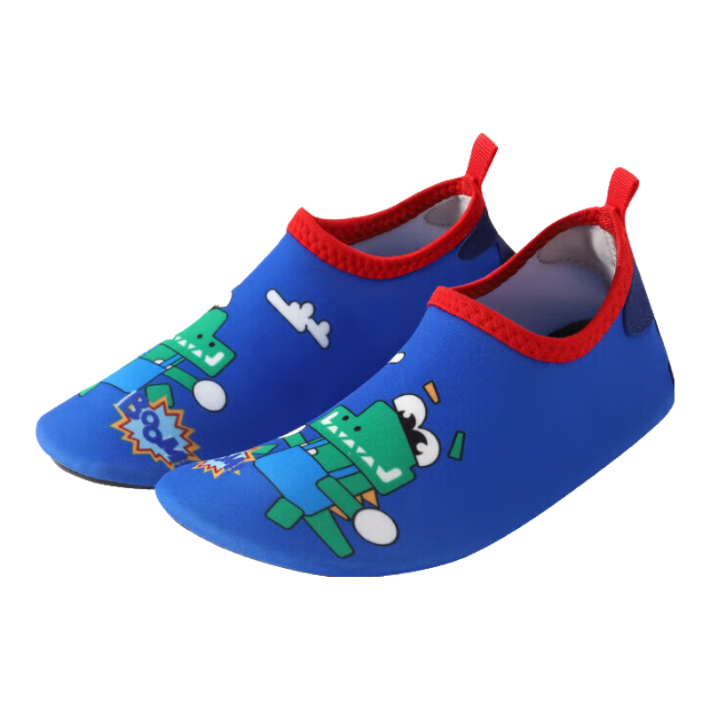 Lemonkid Children's Beach Shoes, Water Park Diving Swimming Shoes, Boys And Girls Soft-Soled Slippers, Oriental Blue Dinosaur, Size 24/25